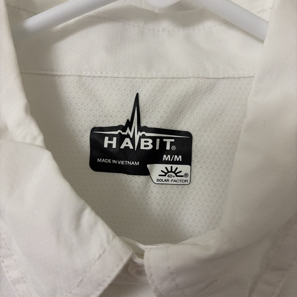 Habit Shirt Womens Medium White Collared Long Sleeve Button Up UV Fishing Top - Picture 3 of 4